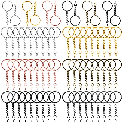300Pcs Split Key Rings With Chain Parts - Cludoo 100Pcs Metal Split Keychain Ring And 100Pcs Jump Rings And 100Pcs Screw Eye Pins In 6 Color For Holiday Decoration And Key Charm And Gift Accessories #TOP3