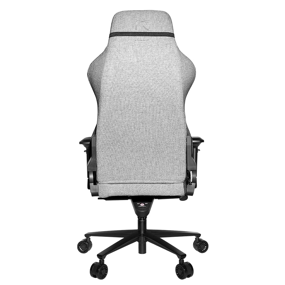 REKT ULTIM8 Plus - Chaise de Bureau Gaming XL Grand Taille en Tissu Premium - Inclinable à 180 ° - Accoudoirs 4D - Coussin Ajustable pour La Nuque - Coussin Lombaire - Supporte 150 Kg (Gris Clair)