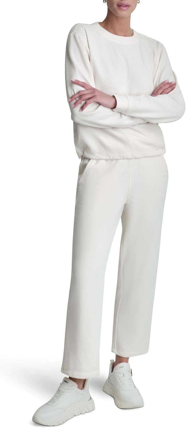 DKNY Women's Jacquard Knit Long Sleeve Crewneck Pullover