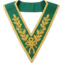 32nd Degree Scottish Rite Masonic Collar Green Moire Ribbon | Freemason Regalia Double Headed Eagle Embroidered Officer Collar | Ceremonial Lodge Regalia Accessory