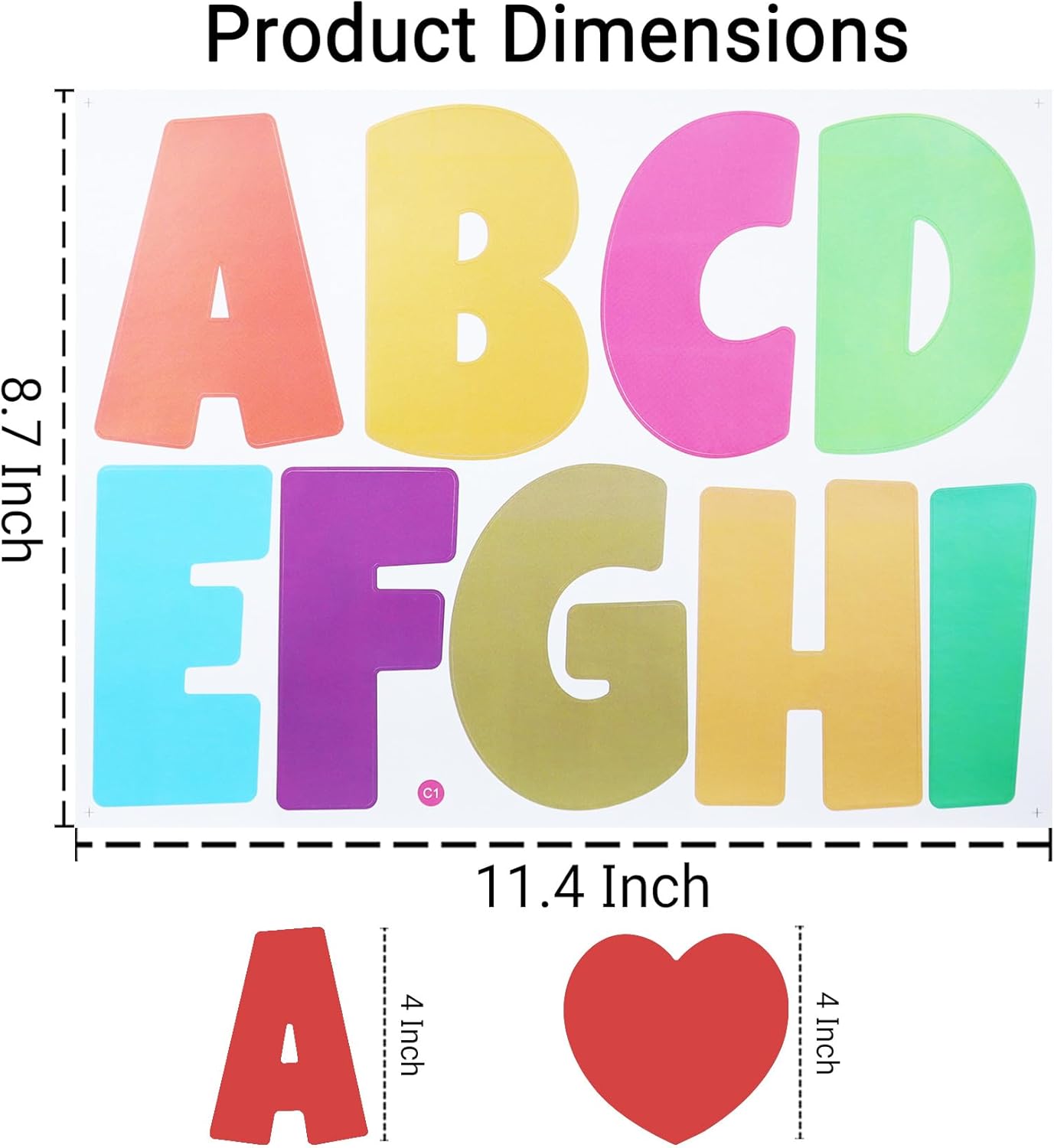 117 Pieces 4 Inch Cute Letter Stickers, Self-Adhesive Waterproof & Tear-Resistant Large Capital Alphabet Sticker for Mailbox,Outdoor,Garden and Office - 12 Sheets Multicolored