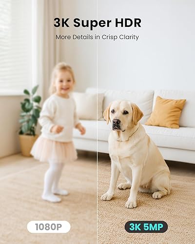Miniatura 4 de Cámara de seguridad 3K para interiores, paquete de 2, cámara WiFi panorámicainclinación de 360 para seguridad del hogar, cámara de 2.45GHz para