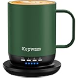 Kepwam Heated Coffee Mug T1-14oz Fast Heating & Longer Battery Life Self Heating Coffee Mug Hot to 149℉ - Touch & App Controlled Mug Coffee and Hot Beverage Warmer, Gifts for Women and Men