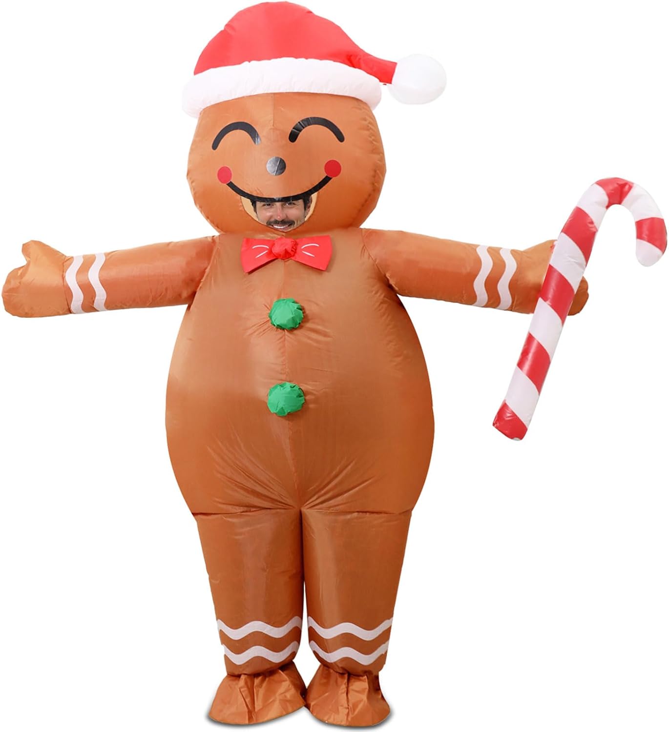 Christmas Costume Gingerbread Inflatable,Gingerbread Man Costume,Blow up Inflatable Costume Adult,Funny Christmas Inflatable Costume,Gingerbread Man Onesies Adult,Giant Xmas Costumes for Adults Women