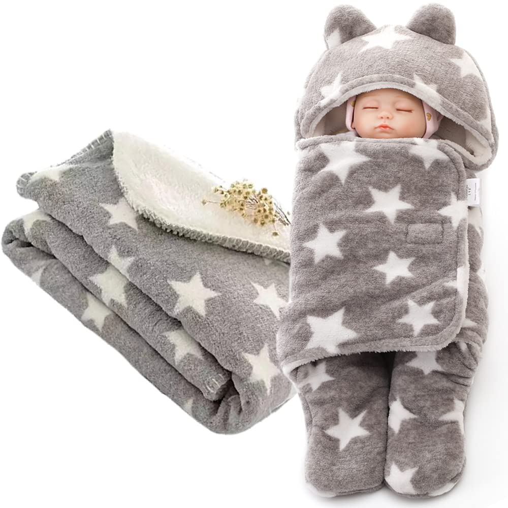 First Kick Cotton Baby Blankets New Born Combo Pack of Wearable Blanket And Star Wrapper For