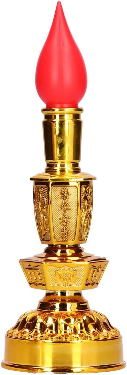 SUNGOOYUE Chinese Retro LED Candle Lamp Low Power Consumption Traditional Buddhist Decor (Single Light Electric Candle lamp)