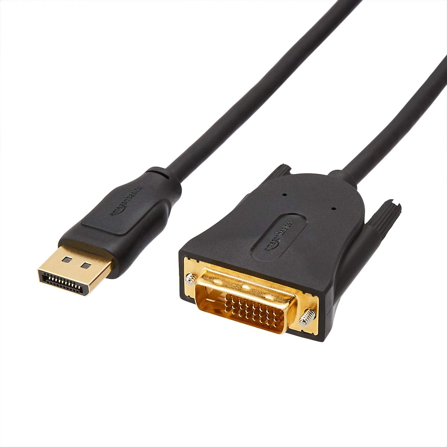 Amazon Basics DisplayPort to DVI Cable, 1920x1080p, 1080@60Hz, Gold-Plated Plugs, 6 Foot (1.8 m), Black