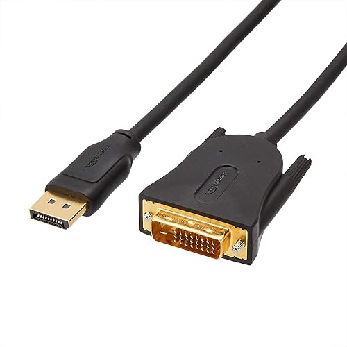 Tienda Basics Paquete de 10 cables de pantalla DisplayPort a DVI, 1920x1080p, 108060Hz, cable de vinilo, enchufes chapados en oro, 6 pies, negro