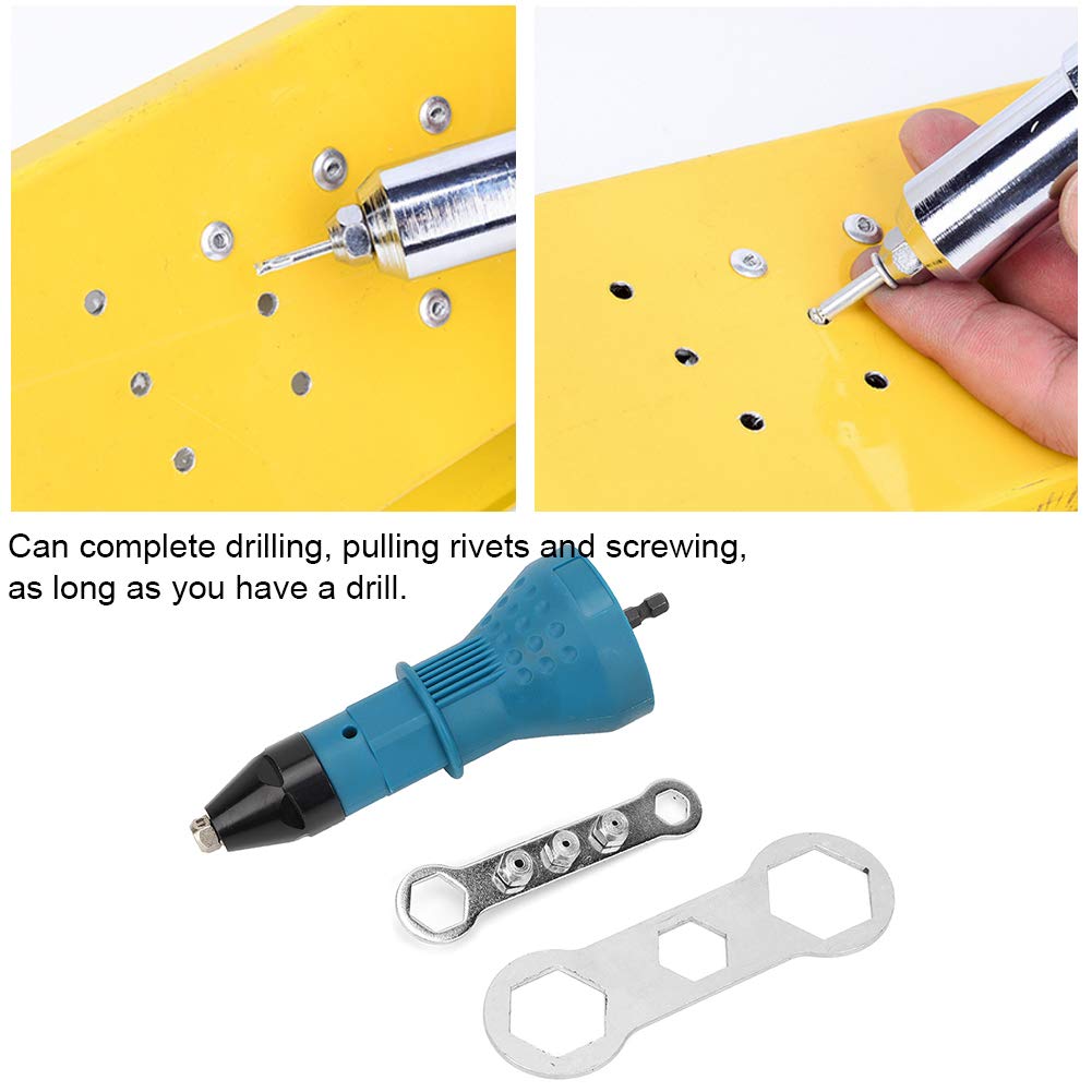 Adattatore per Attacco Pistola per Trapano per Rivetti Strumento per Carpentiere Elettrico Senza Fili Pistola per Rivetti Pop (Blue)