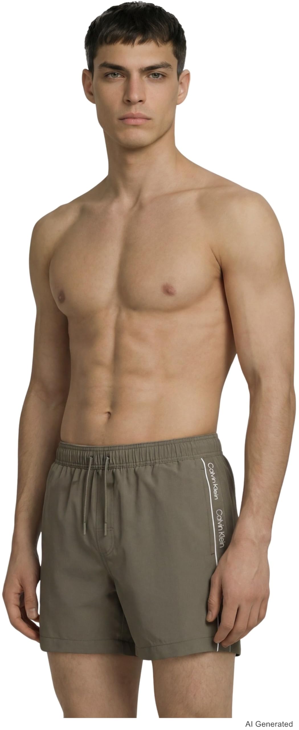 Calvin Klein Men's Beige (Deep Lichen Green) 5 In Core Lv00n61002 Swim Bottoms, Xl