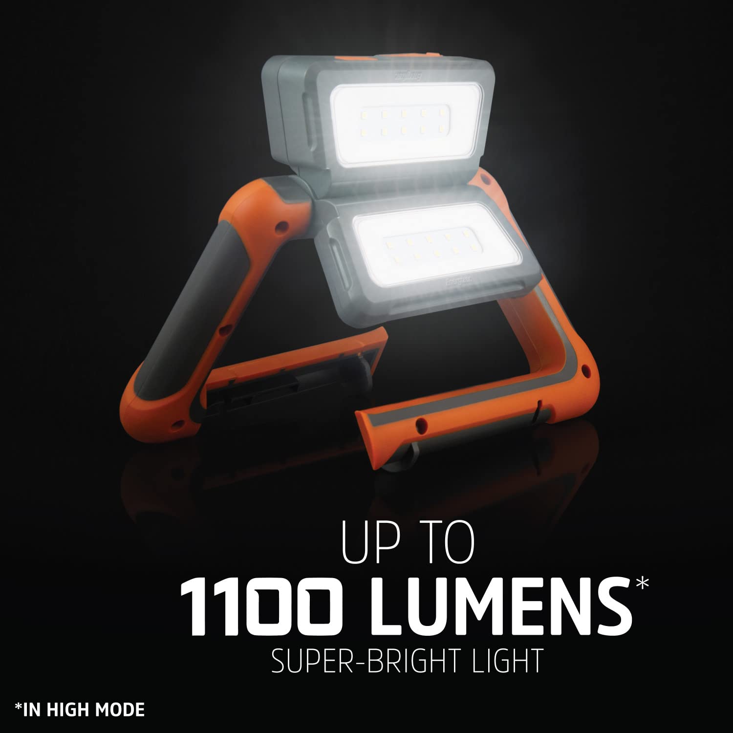 Energizer ENAWLL8 ENAWLL8 - Lanterna LED ricaricabile, luce da lavoro multi-pannello, resistente all'acqua, da campeggio, con cavo di ricarica micro-USB, colore: arancione/grigio, compatto