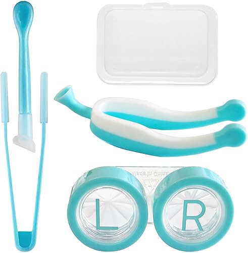 Herramienta de inserción y extracción de lentes de contacto suave, pinzas con punta suave, juego de estuche portátil para lentes de contacto para