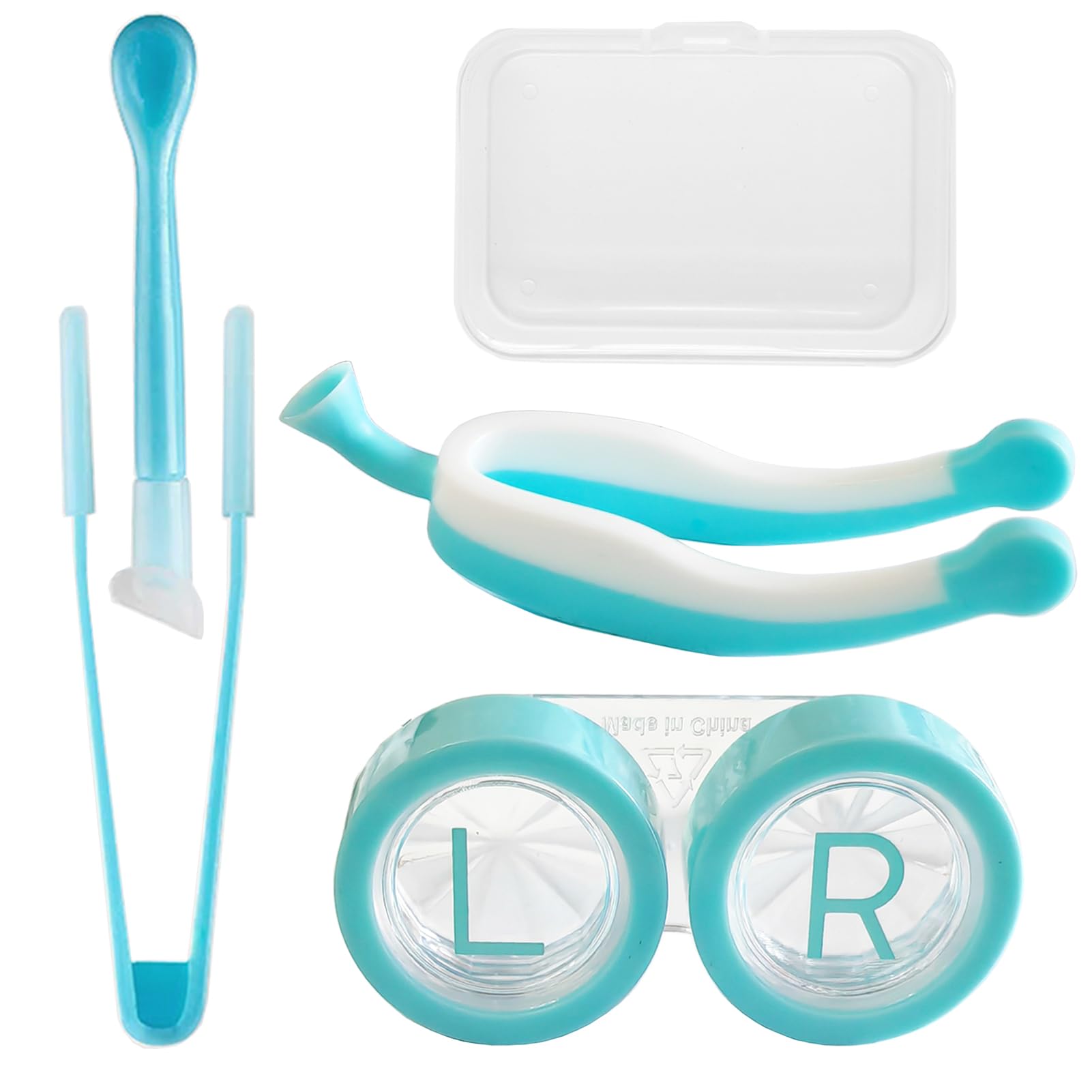 Hodyludy - Pinzas para insertar y quitar lentes de contacto blandas, con punta suave, estuche portátil para lentes de contacto para niñas con uñas largas, regalo para usuarias de lentes de contacto