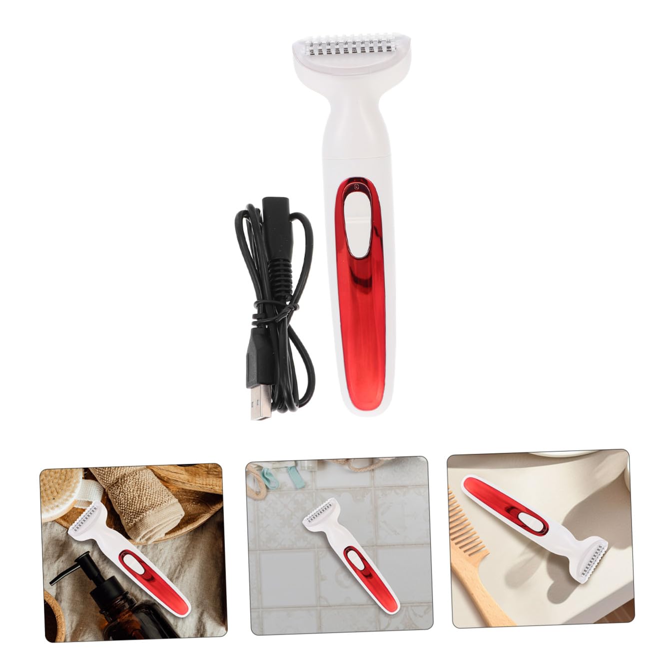 Depilatore Elettrico USB Rosso in Abs per Uomo e Donna | Testina Tagliente ad Alta Velocità, Design Leggero, Uso a Casa e Viaggio