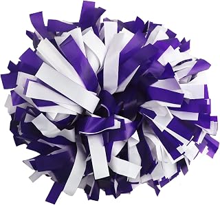 2 Pack 6 Inch Plastic Cheerleading Pom Poms with Baton Handle, Pompoms for Kids Girls Cheering Squad, Daily Training, Sports Game, Team Spirit