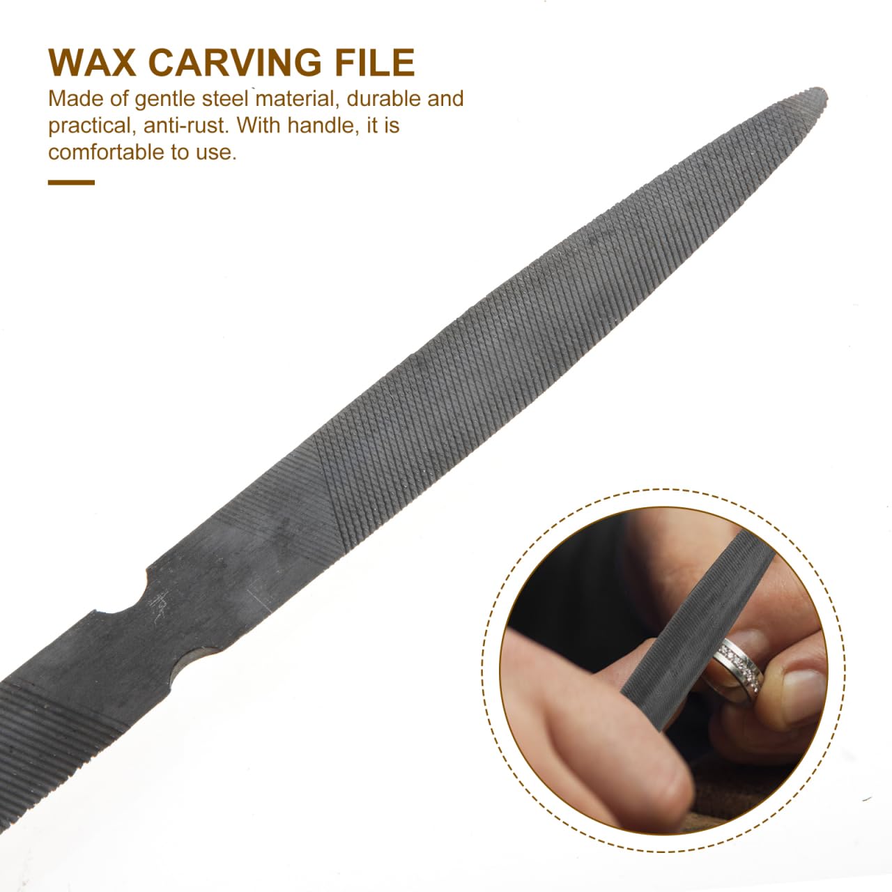 Operitacx Lima de Cera Semicircular Resistente de Doble para Modelado y Tallado Herramienta de Acero Suave Mango Ergonómico para Joyería Bricolaje y Carpintería