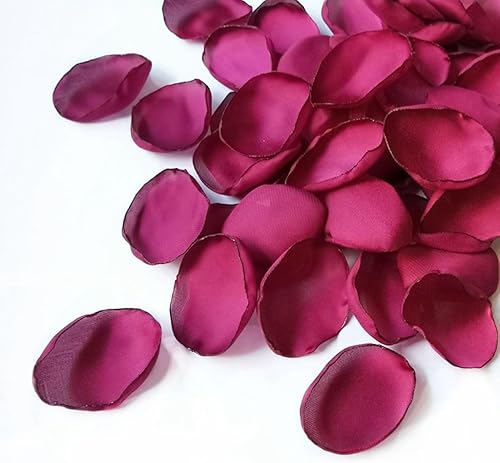 Pétalos de rosa de seda, 200 pétalos de dispersión de flores para decoración de flores de boda, color rojo vino