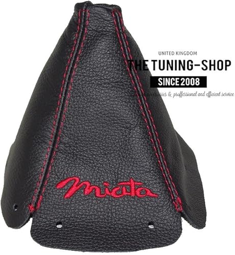 Miniatura 3 de Ltd Para Mazda Mx-5 Mk1 NA 1989-97 Bota de cambio Negro Cuero Rojo Miata Bordado