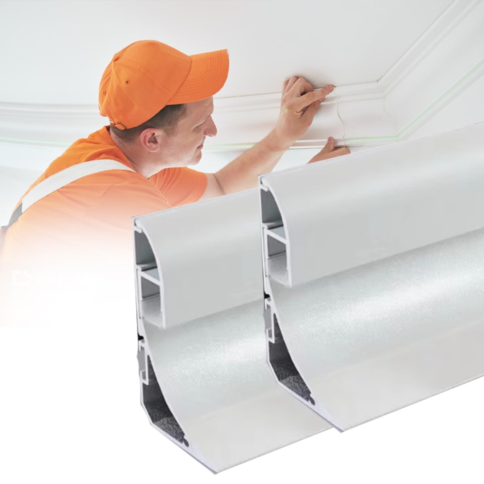 Profilé aluminium LED plafond blanc 8cm, moulure de couronne éclairage intérieur de 9m