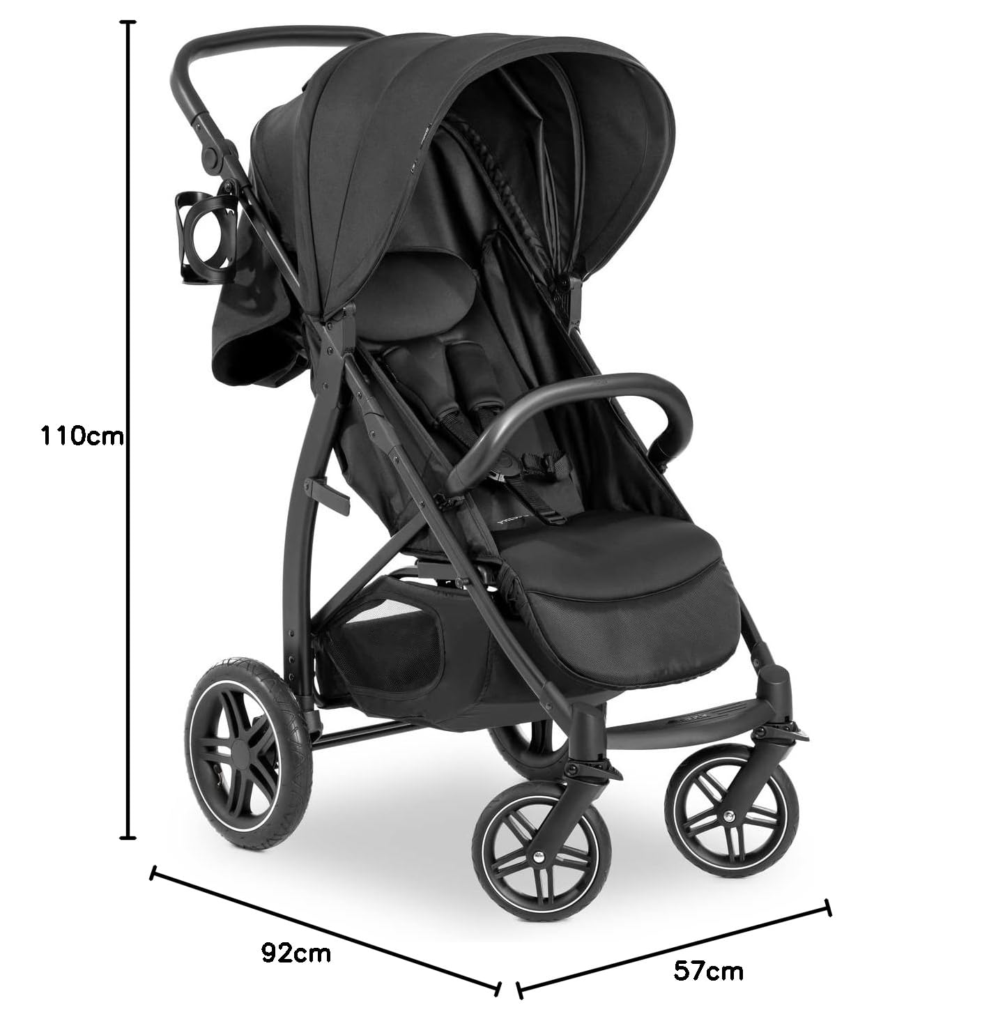 Hauck Rapid 4D Air Nero Passeggino 0-22 kg Ruote Gonfiabili Davanti Gomma Dietro Schienale Regolabile UPF 50+