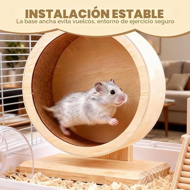 Foto 7 de 7 de Wxeadu Rueda Hamster de Madera, Rueda de Hámster de Madera, Ruedahamster Silenciosa