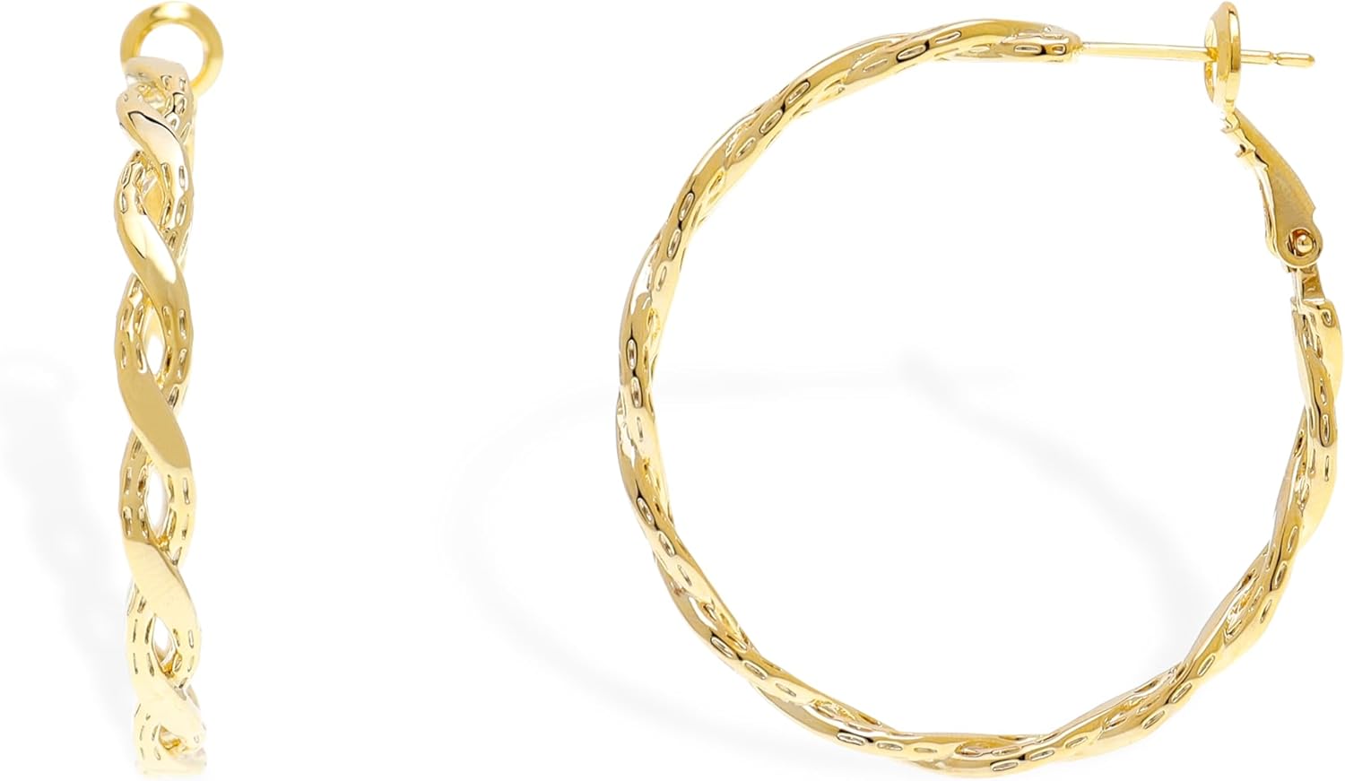 Jean Beau Gold Plated Hoop Hollow Circle Earrings for Women, Trendy Statement Vintage Huggie Hypoallergenic Earing Fashion Jewelry Prom Gift