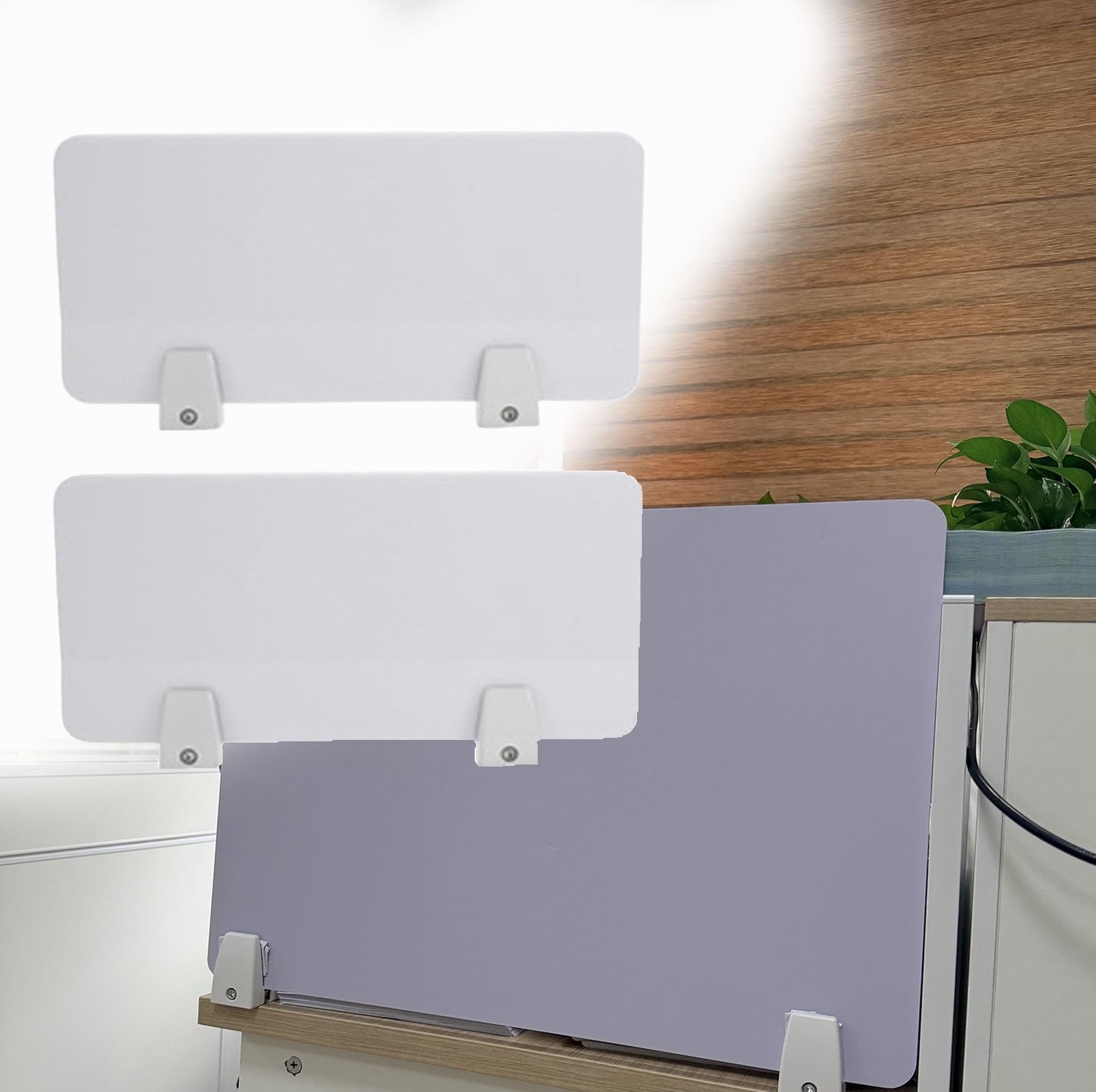 2 separadores de escritorio de 60 x 45 cm de altura de 30/40/50/60 cm con clip plano para panel de oficina