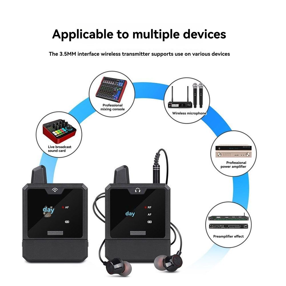 de Monitorización Intraaural Inalámbrico. Monitores de Audio Portátiles Recargables. UHF FM Gratis para Bandas y Conciertos Pequeños.