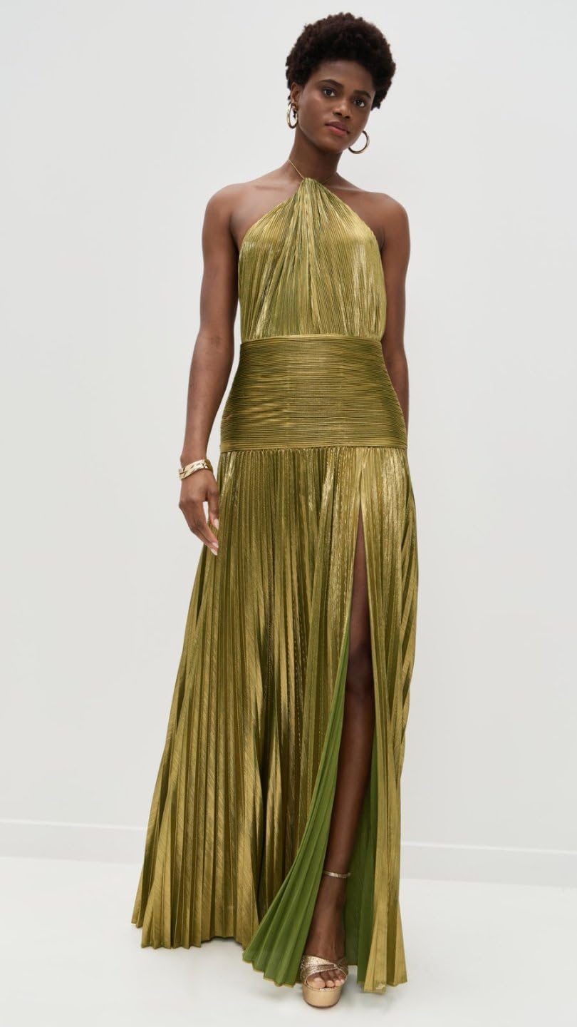 Lady's Sleeveless, Halter, Backless,Pleated Skirt， Form-Fitting Dress for a Sexy Party Occasion