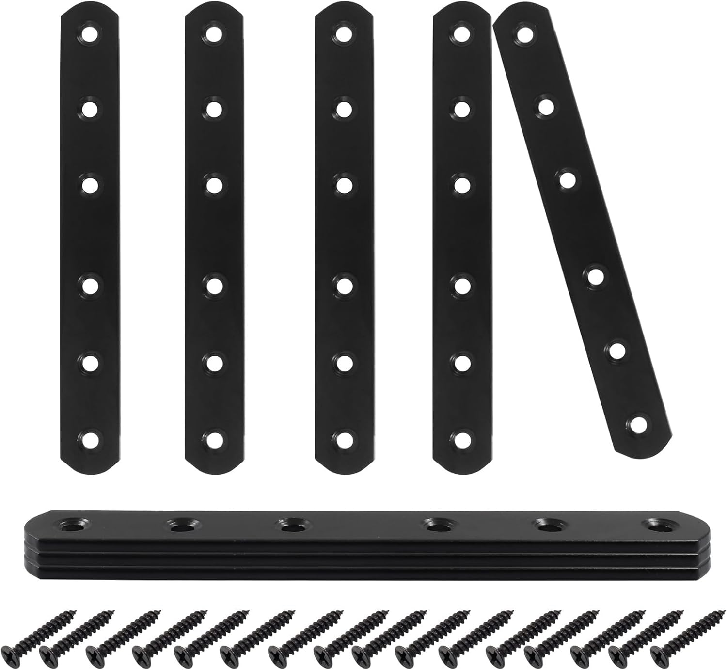 8 Pcs 6 Inch Black Stainless Steel Straight MLK Flat Mending BrMLK