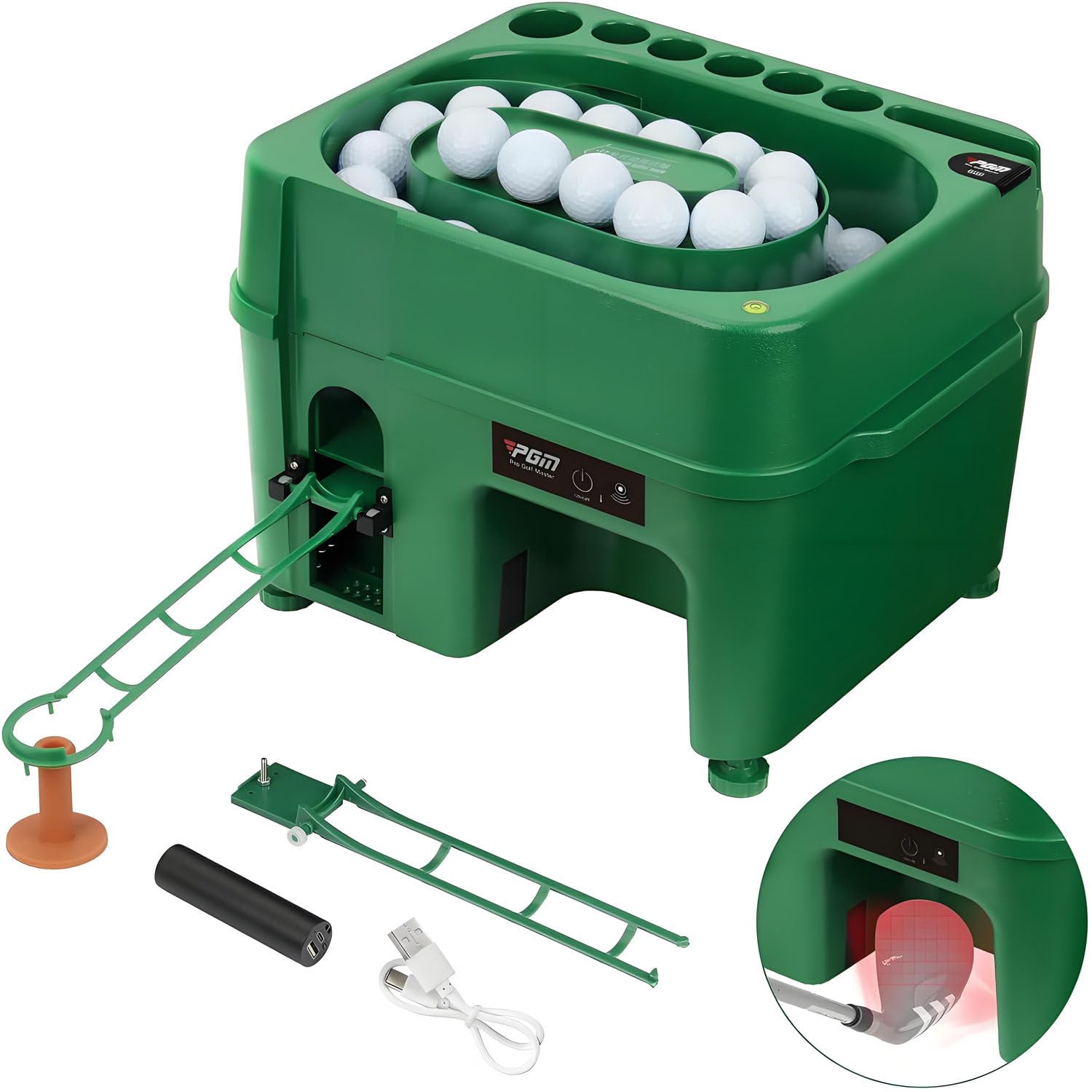 AiODiO Automatic Golf Ball Launcher, 40-Ball Capacity, 6 Club Organizer