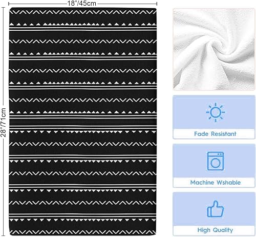 Miniatura 5 de Toallas de cocina bohemias con rayas geométricas absorbentes, toalla de cocina suave para la mano en blanco y negro, reutilizable, lavable, paño de