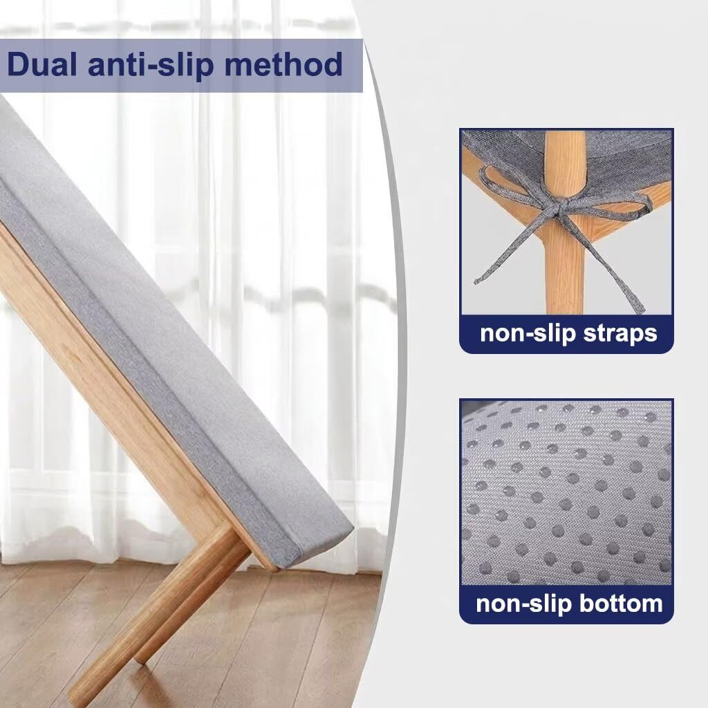 Leinen-Sitzkissen für Outdoor Indoor Fensterbankkissen mit Bändern rutschfest rechteckiges Sitzkissen mit abnehmbarem Bezug und Reißverschluss für Essbank Schuhbank Terrasse Gartenschaukel