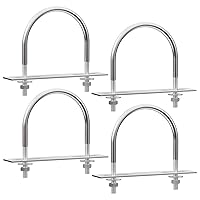 Vista 8 de 4 juegos de pernos en U redondos de acero inoxidable 304 de 4.25 pulgadas de ancho interior 5.31 pulgadas de longitud M8 con tuercas, placa