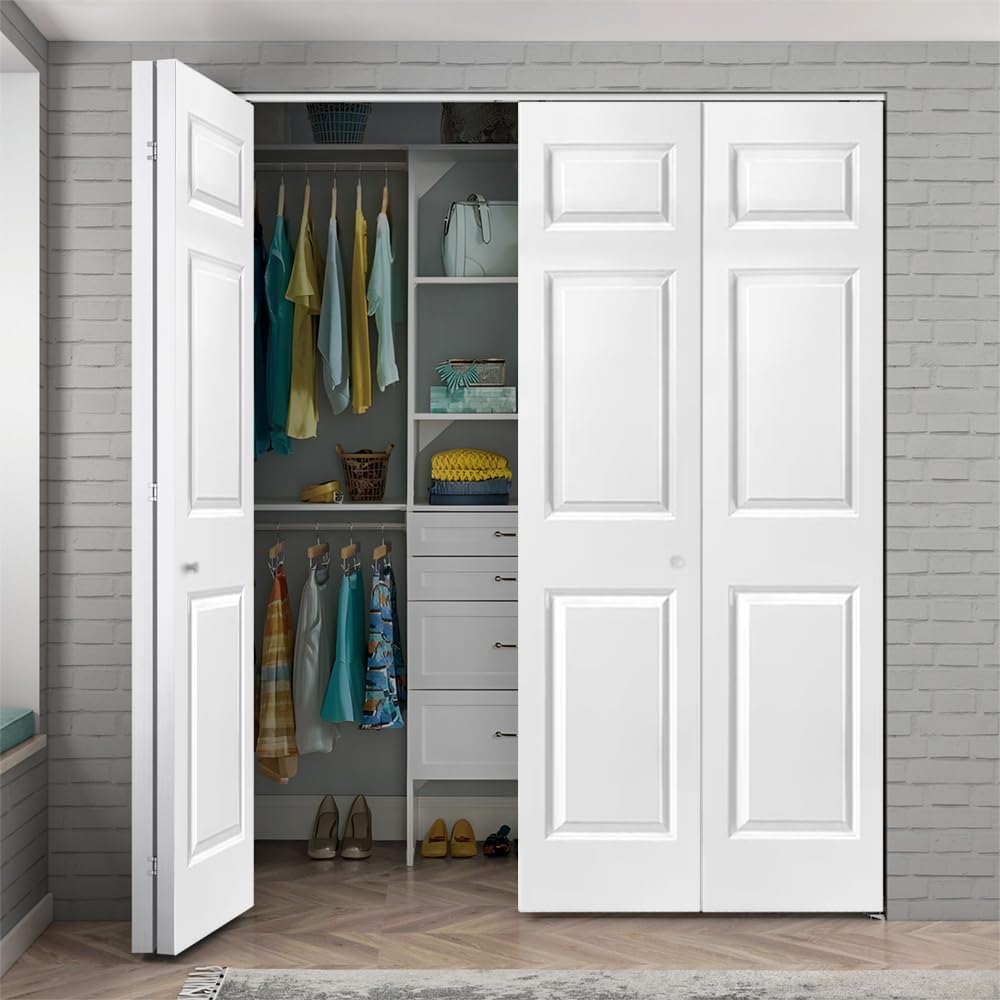 Amazon.com: 72 in. x 80 in. 6 Panel White Painted MDF Composite Bi
