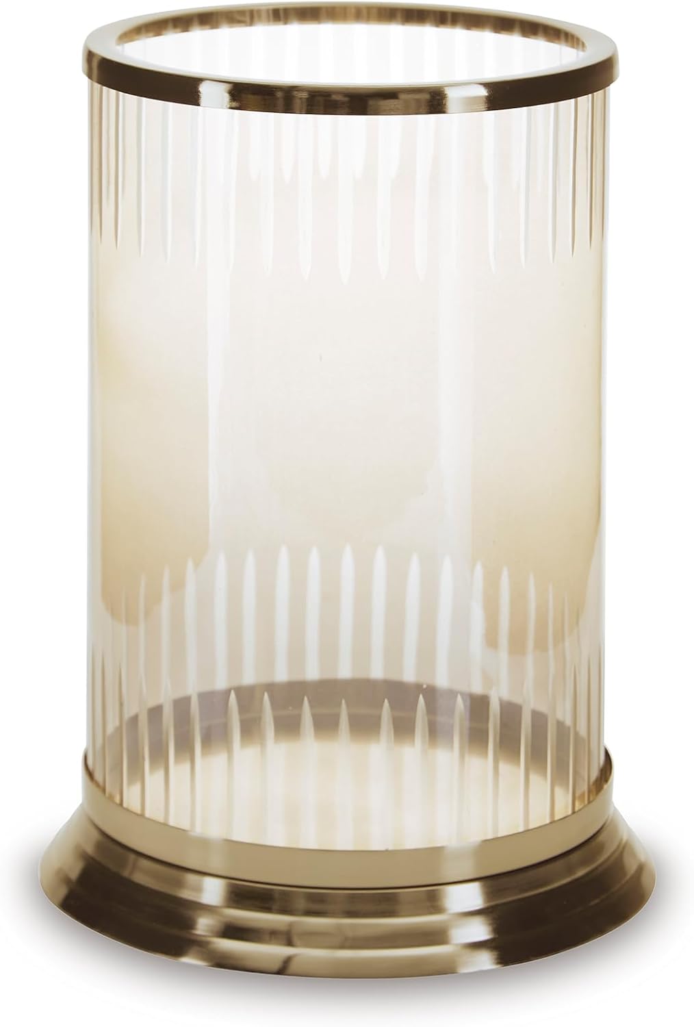 Signature Design by Ashley Aavinson Traditional 11.88' Glass Candle Holder, Metallic & Clear