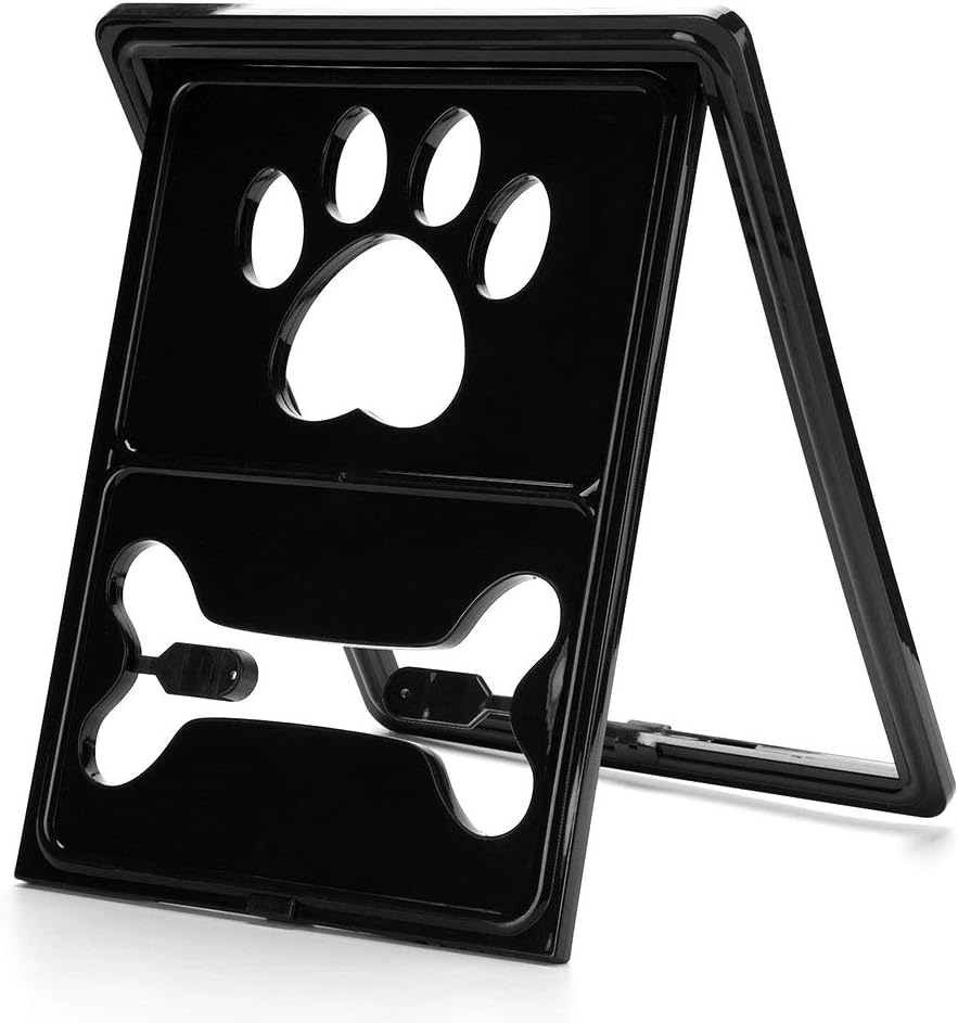 Upgraded Bone Shaped Screen Pet Door with Magnetic Lock, Adjustable One Way Access for Cats and Small Dogs, Easy Install Plastic Pet Flap for Windows and Screens