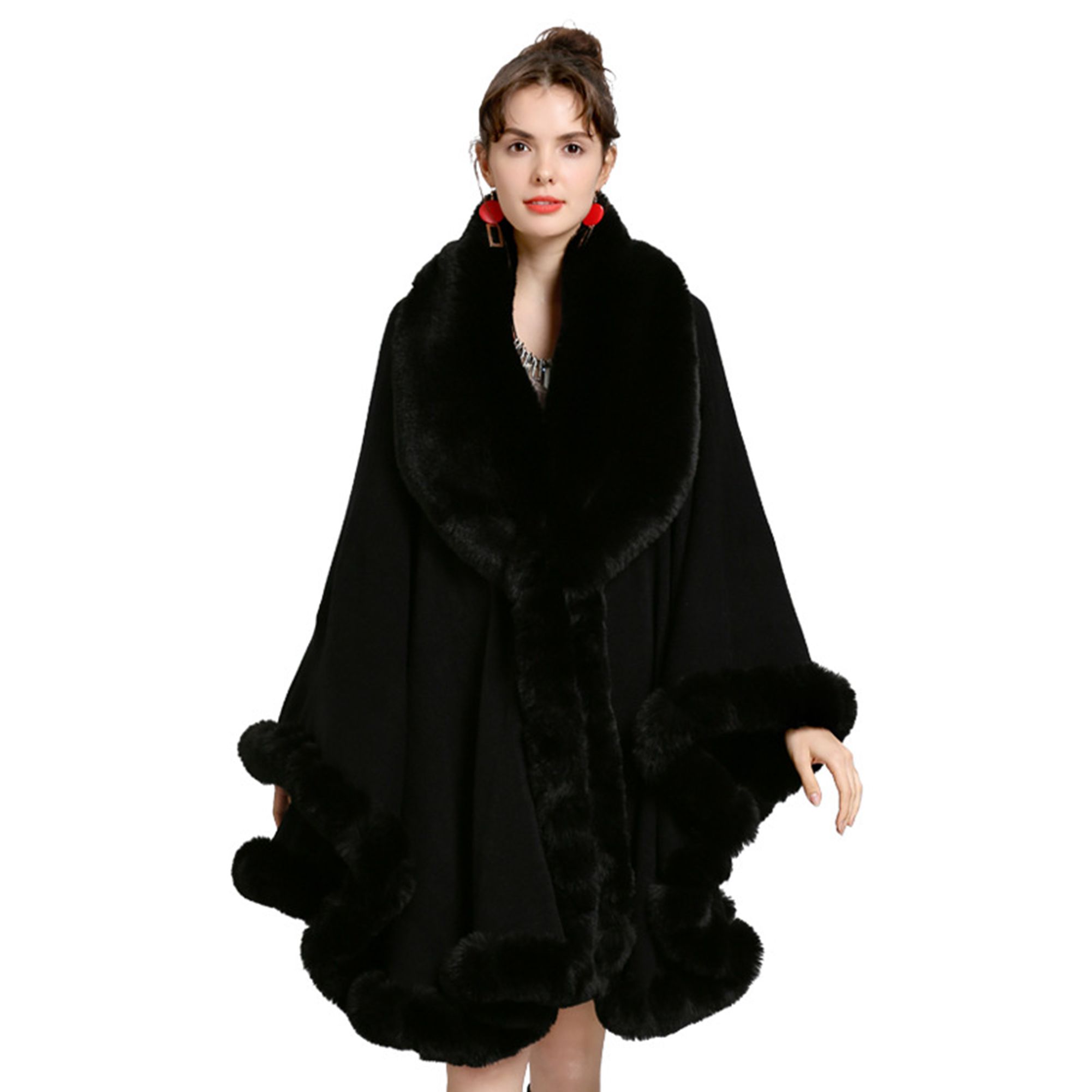 Elegant Faux Fox Fur Collar Knitted Cardigan Shawl - Bride Wedding Party Coat For Women, Warm & Stylish Wrap