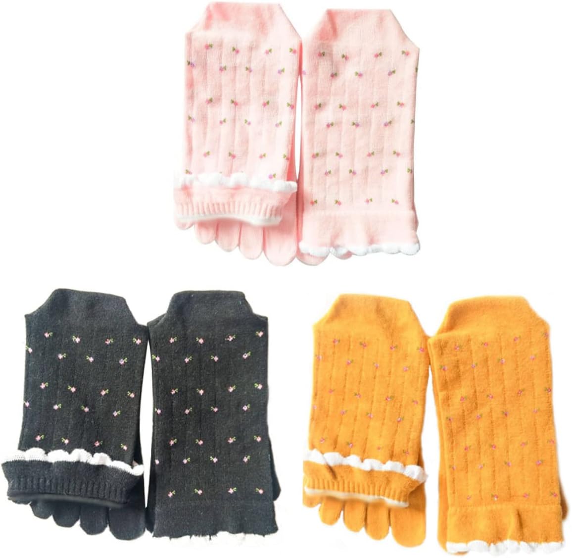 Levemolo 3 Pairs Mid-calf Toe Socks Toe Separated Cotton Socks Sports Cycling Socks No Show Crew Socks Cotton Toe Socks Childrens Socks Female Socks Christmas Socks Miss Four Seasons