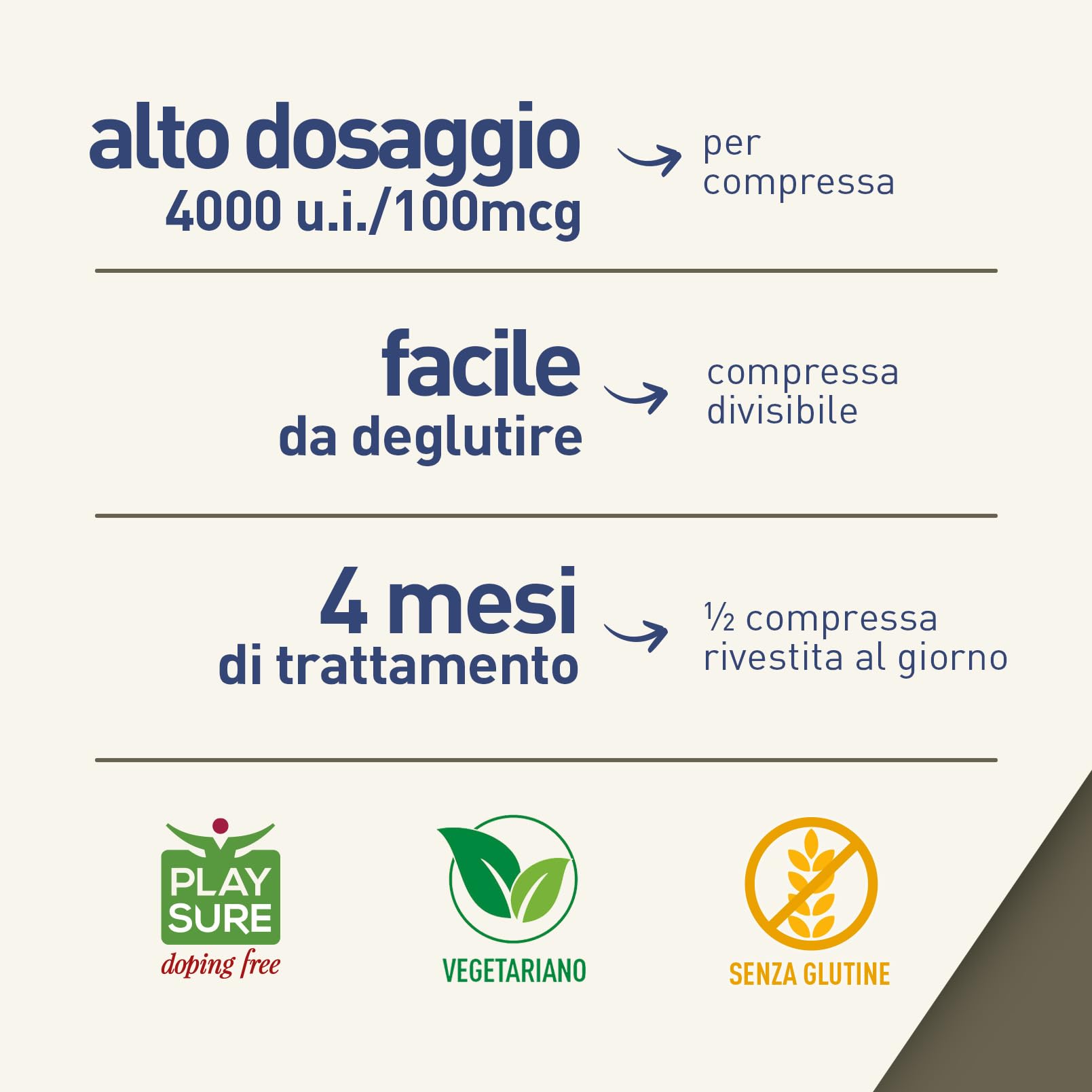 LongLife® Vitamin D 4000 | Vitamina D3 naturale | Alto dosaggio | Difese immunitarie, ossa e denti | Metabolismo del calcio | Fino a 100 giorni di trattamento | Senza glutine e vegetariano