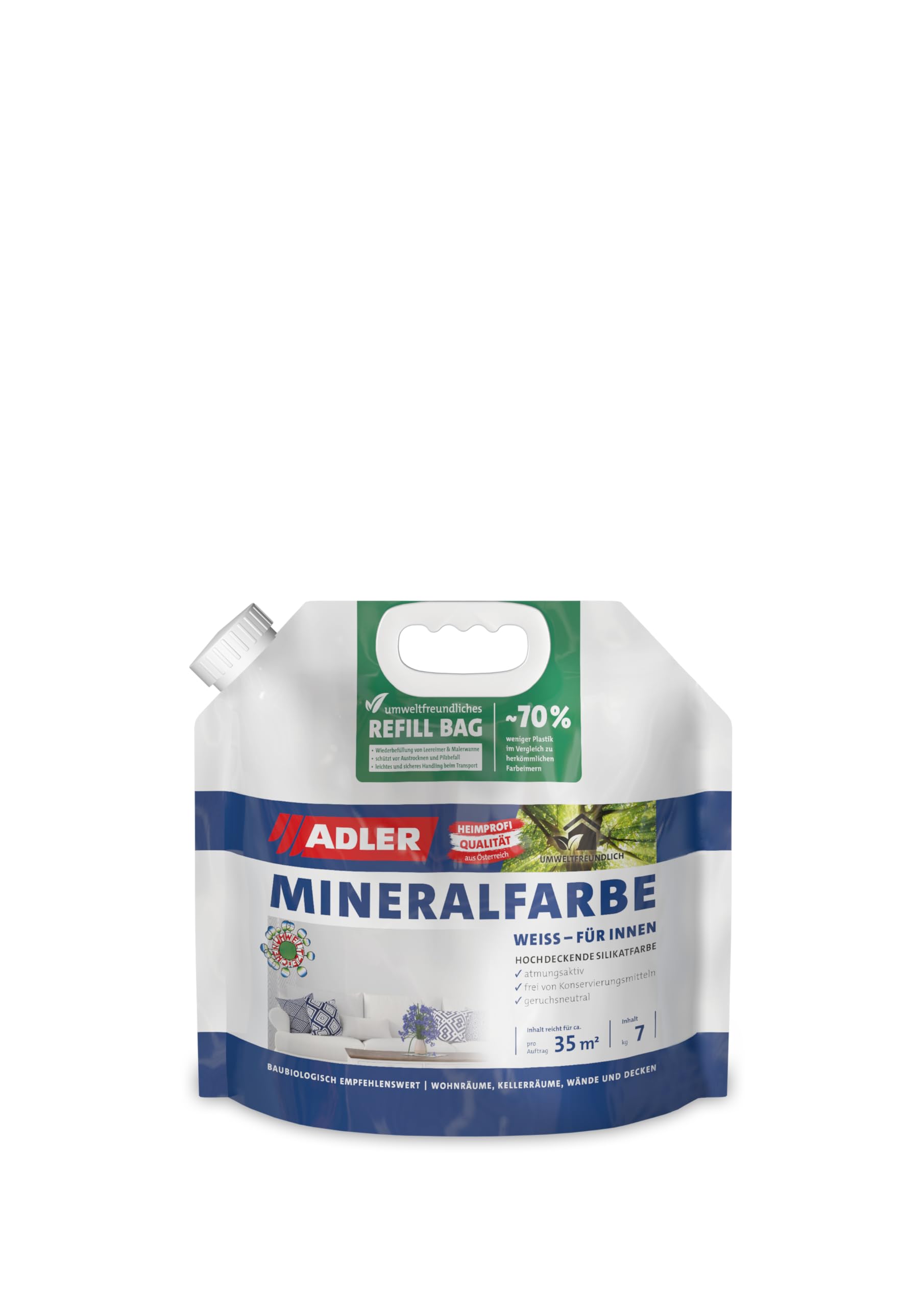ADLER Mineralfarbe Weiß Wandfarbe für innen 7 kg