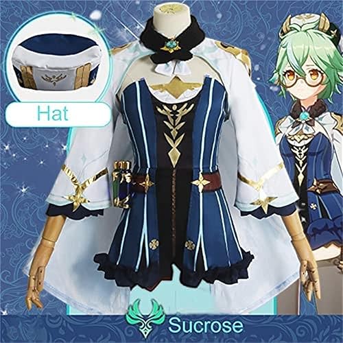 Miniatura 4 de Weixu Juego de anime para cosplay Genshin Impact, disfraz de sacarosa, capa con capucha y sombrero, juego completo