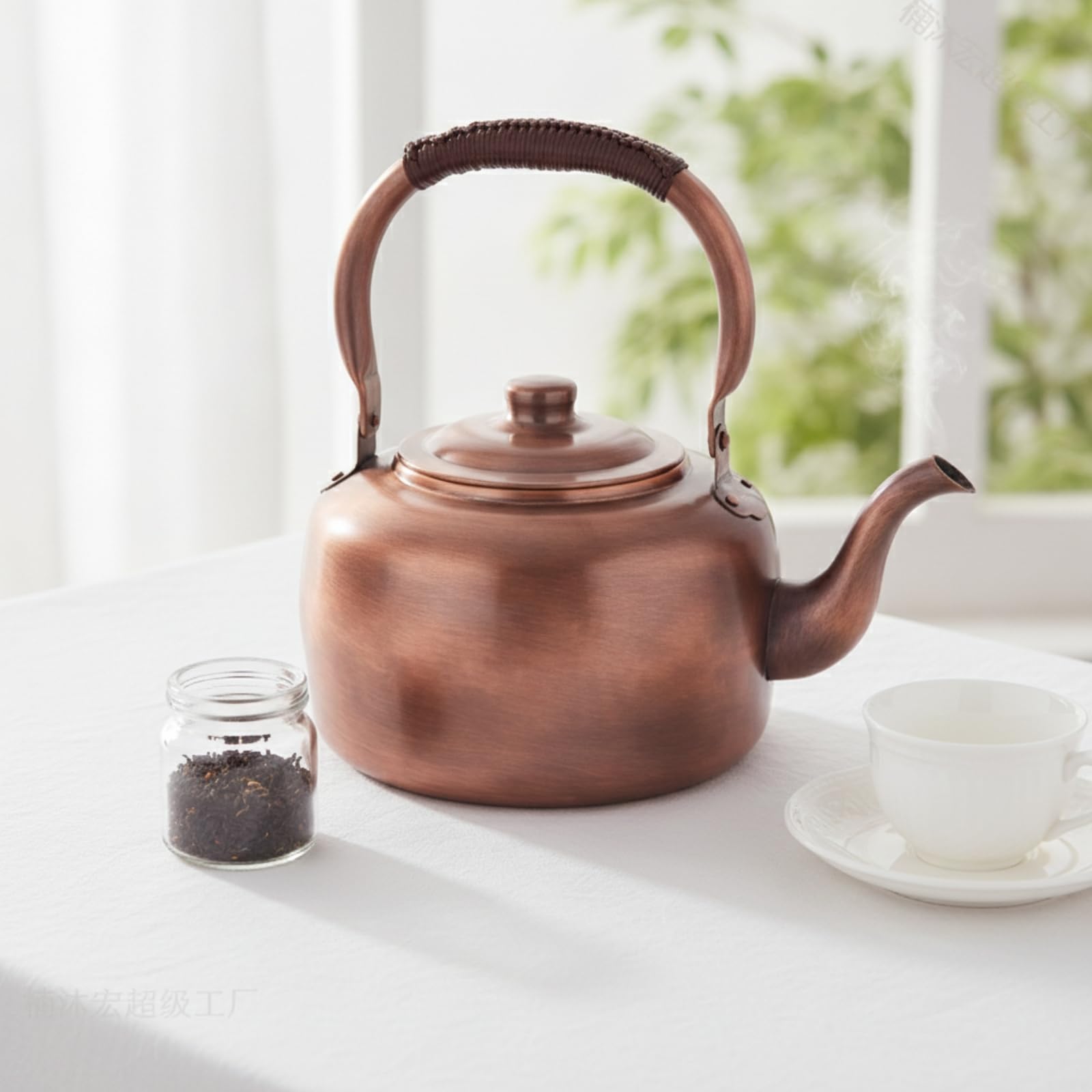 harayaa Stabiler Kupferkessel mit Elegant Gebogener Tülle Und Fest Sitzendem Deckel für Tropffreies Einschenken Und Optimale Wärmehaltung, 3L