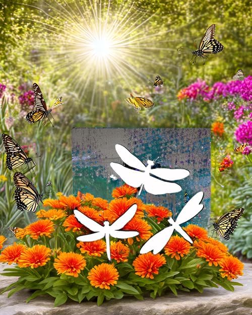 DCentral Imanes flexibles de vinilo para pantalla de seguridad de tres libélulas de doble cara. Blanco. Más fácil de ver. Decorativo. Ayuda a dejar