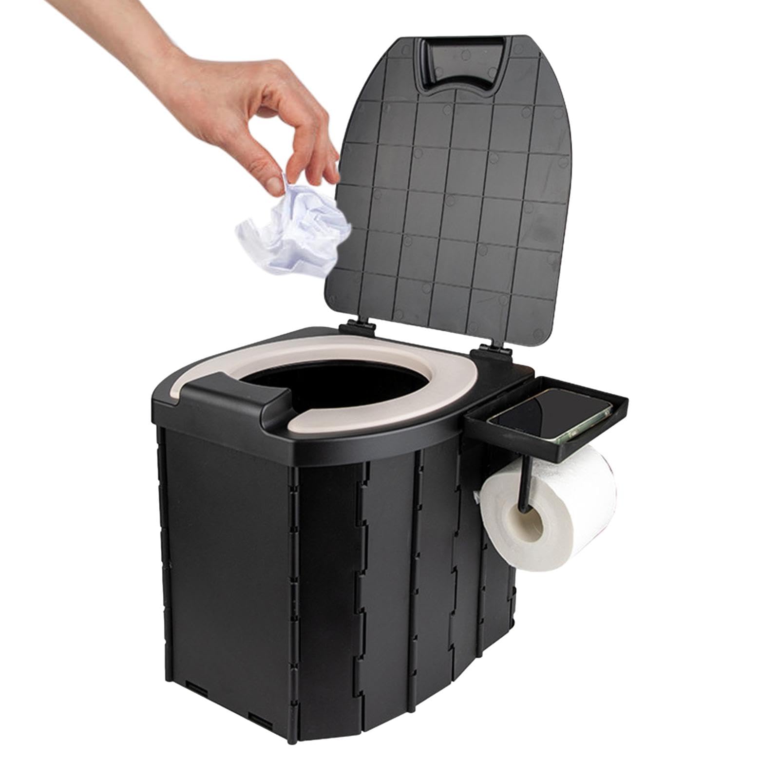 Campingtoilette, tragbare Toilette für Camping Kompaktes Töpfchen | Faltbare, leicht zu reinigende Außentoilette mit PU-Kissen für Boot, lange Reisen, Angeln, , Stau, Zuhause, im Freien
