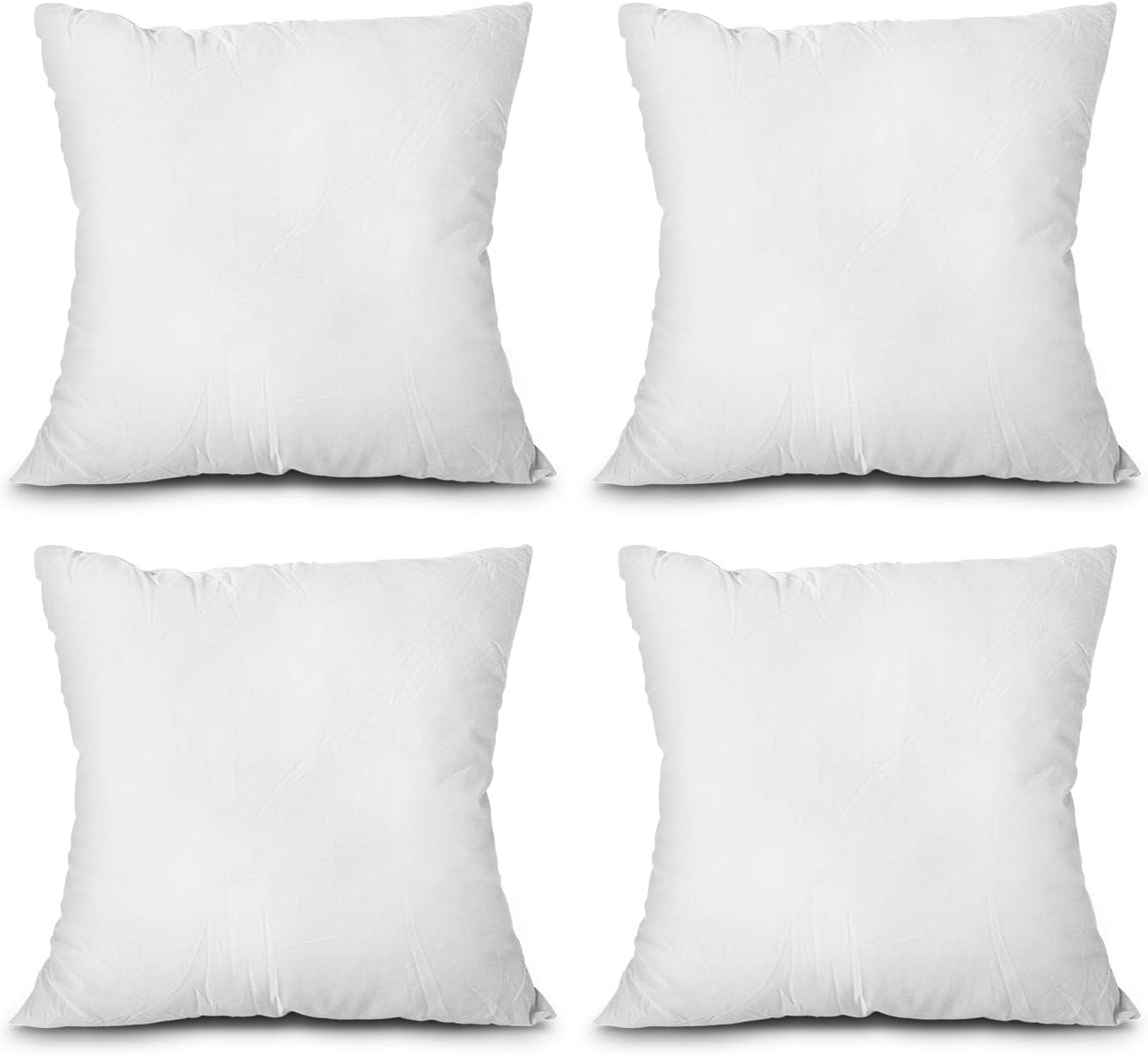 EDOW Throw Pillow Inserts, Set of 4 Lightweight Down Alternative Polyester Pillow, Couch Cushion, Sham Stuffer, Machine Washable. (White, 20x20): Kitchen & Dining