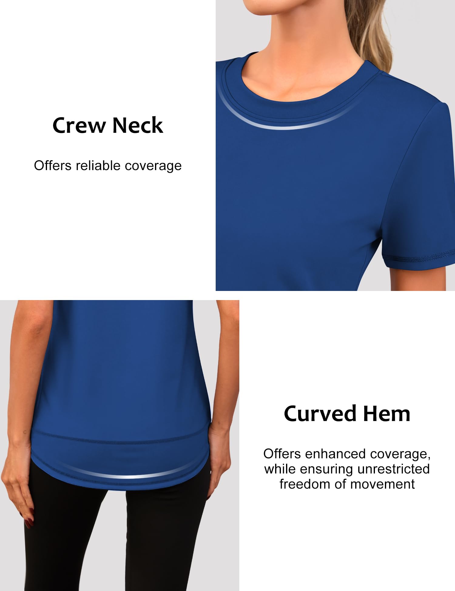 Tee Shirt Sport Femme Manches Courtes Slim Fit T-Shirts et Tops de Sport Haut de Running Yoga Fitness