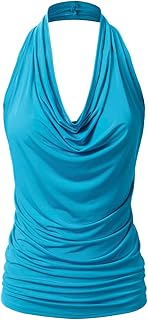 Women's Casual Halter Neck Draped Front Sexy Open Back Tank Top (S-3XL) - Buy now