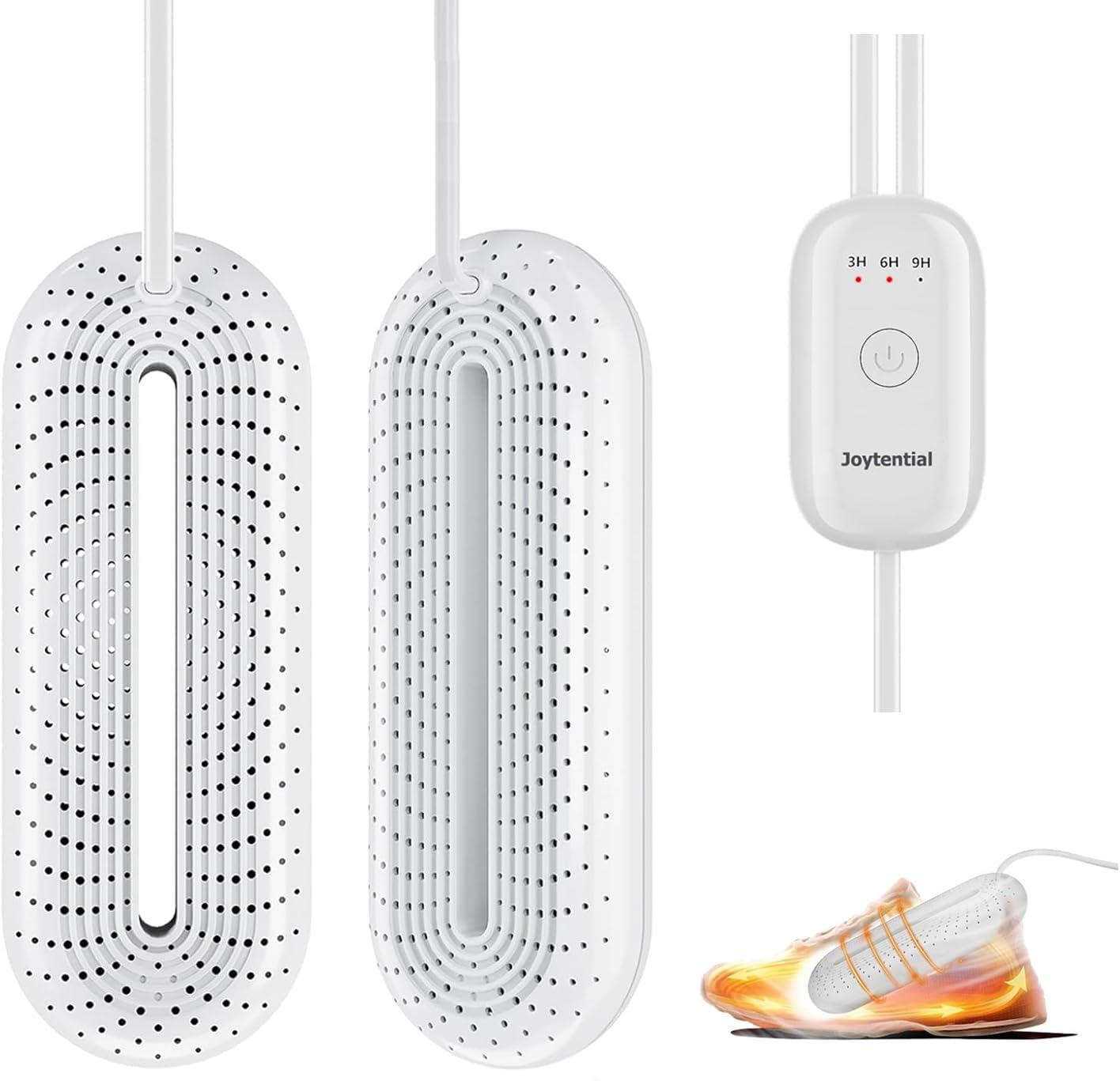 Séche Chaussures, Sèche Bottes Electrique, Chauffe Chaussures en Sueur et éliminez Les Mauvaises Odeurs, Séchoir à Chaussures avec Arrêt Auto Minuté (Prise EU, 220V)