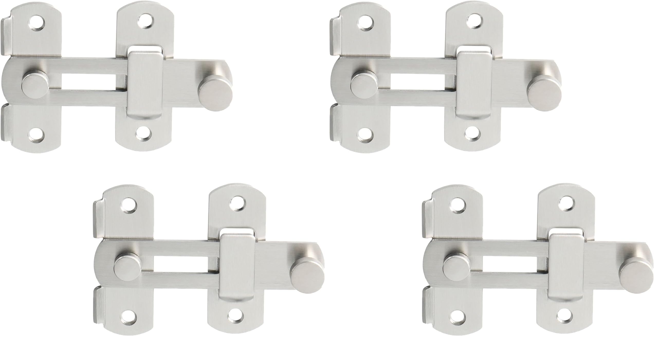 Alise 2Pcs 4 inch Flip Latch Gate Latches, Safety Door Lock for Barn Wood Fence Sliding French Doors,Heavy Duty SUS304 Stainless Steel Gate Hardware Brushed Nickel MS9500LS-2P (Pack of 2)
